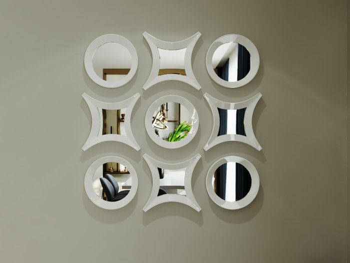 Панно из интерьерных зеркал Tic Tac Toe в декоративной раме - купить Настенные зеркала по цене 30048.0