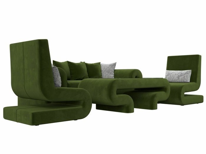 Набор мягкой мебели Волна 2 зеленого цвета - лучшие Комплекты мягкой мебели в INMYROOM