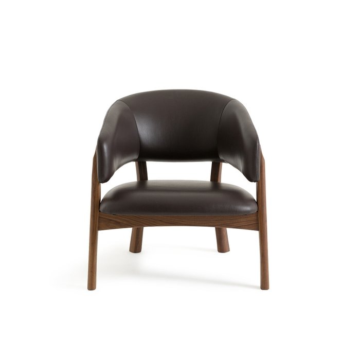 Кресло из массива орехового дерева и кожи Chablis коричневого цвета - купить Интерьерные кресла по цене 109395.0