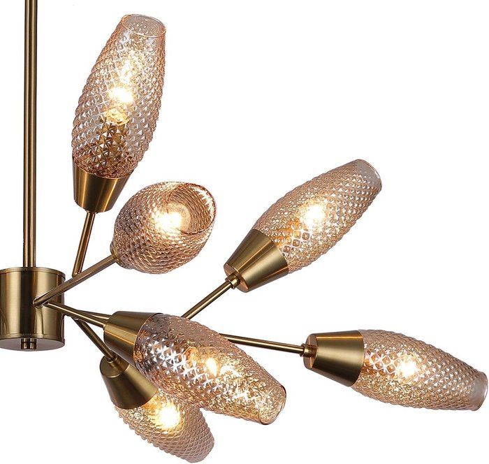 Люстра на штанге Desire 10165/12PL Copper (стекло, цвет янтарный) - лучшие Подвесные люстры в INMYROOM Люстра на штанге Desire 10165/12PL Copper (стекло, цвет янтарный) - лучшие Подвесные люстры в INMYROOM