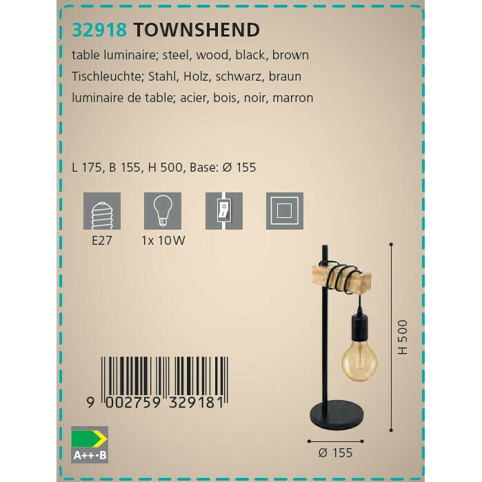 Лампа настольная Townshend черно-бежевого цвета - лучшие Настольные лампы в INMYROOM