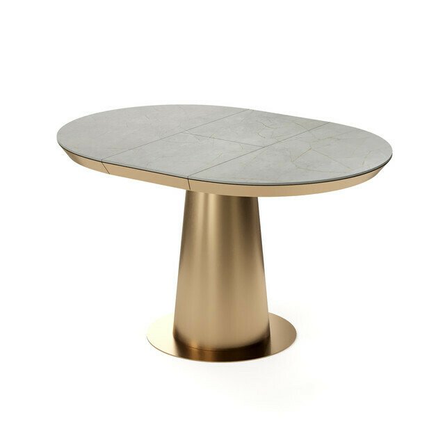 Раздвижной обеденный стол Зир серо-золотого цвета - купить Обеденные столы по цене 152460.0