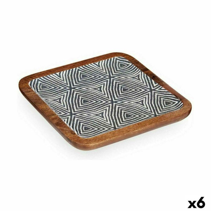 Блюдо Белый Коричневый Чёрный Без втулки 25 x 25  (6 штук)