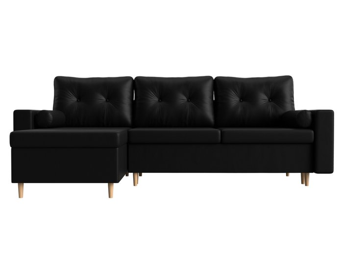 Угловой диван-кровать Белфаст черного цвета (экокожа) левый угол - купить Угловые диваны по цене 49999.0