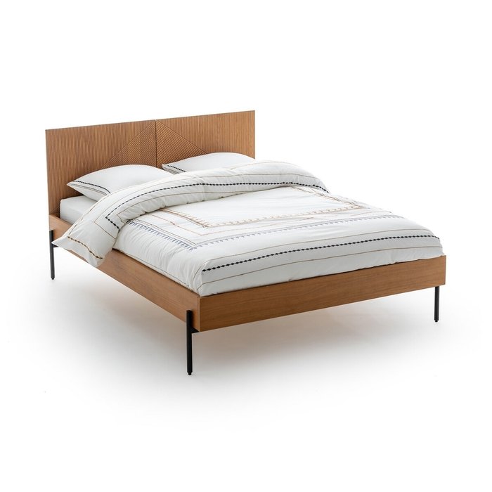 Кровать с кроватным основанием Lodge 140x190 коричневого цвета