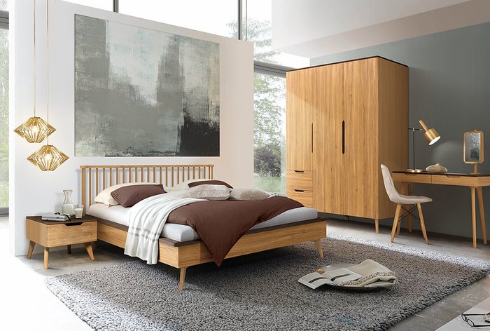 Кровать Elva 140x200 бежевого цвета с графитовой окантовкой - купить Кровати для спальни по цене 57135.0