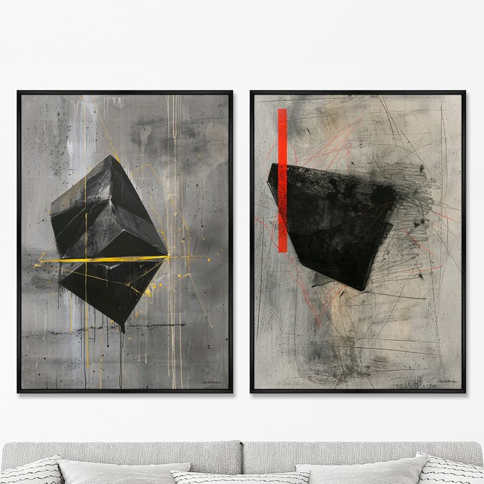 Набор из 2-х репродукций картин на холсте Суперпозиция куба, 2025г