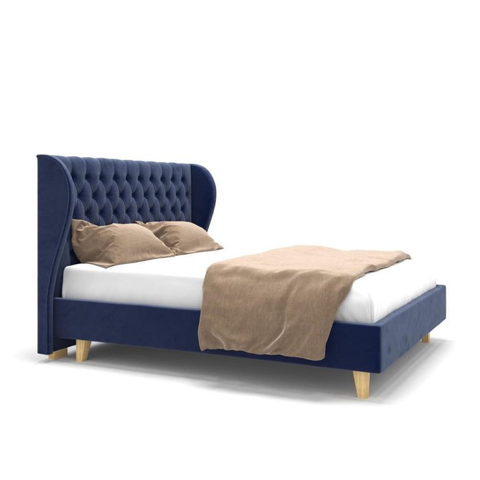 Кровать Lauren на ножках синяя 140х200 - лучшие Кровати для спальни в INMYROOM