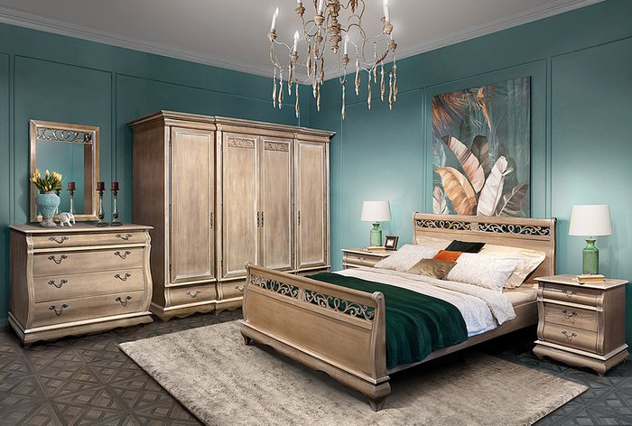 Кровать Оскар 180х200 коричневого цвета с белой патиной - лучшие Кровати для спальни в INMYROOM
