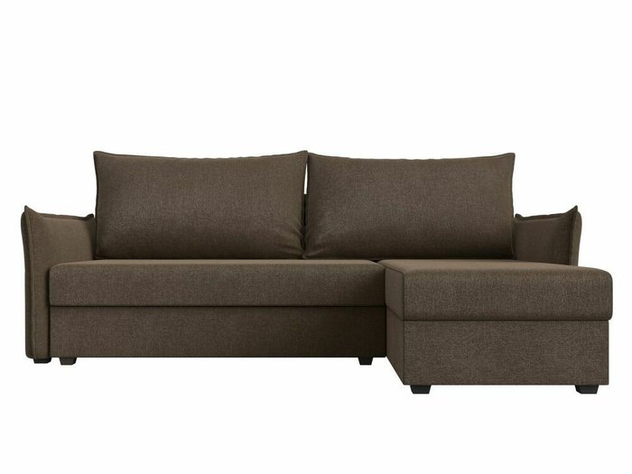 Угловой диван-кровать Лига 004 коричневого цвета угол правый  - купить Угловые диваны по цене 35999.0