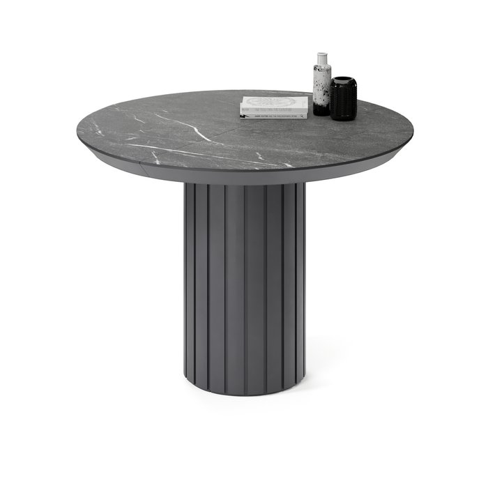 Обеденный стол раздвижной Саиф черного цвета на ножке - лучшие Обеденные столы в INMYROOM