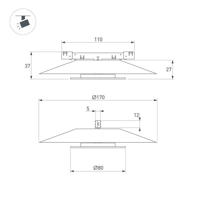 Трековый магнитный светильник Arlight MAG-MICROCOSM-VINYL-R170-7W Day4000 (WH, 150 deg, 24V) (IP20 Металл) 051835 - лучшие Трековые светильники в INMYROOM