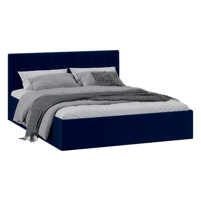 Кровать Эмма 160х200 темно-синего цвета с подъемным механизмом