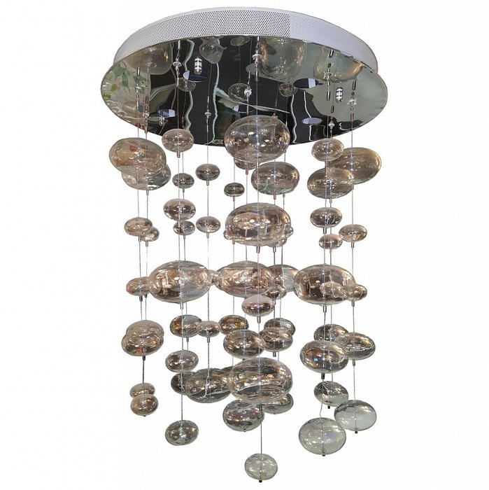 Дизайнерская потолочная люстра Murano Due Ether crystal light с декоративными подвесками из муранского стекла 