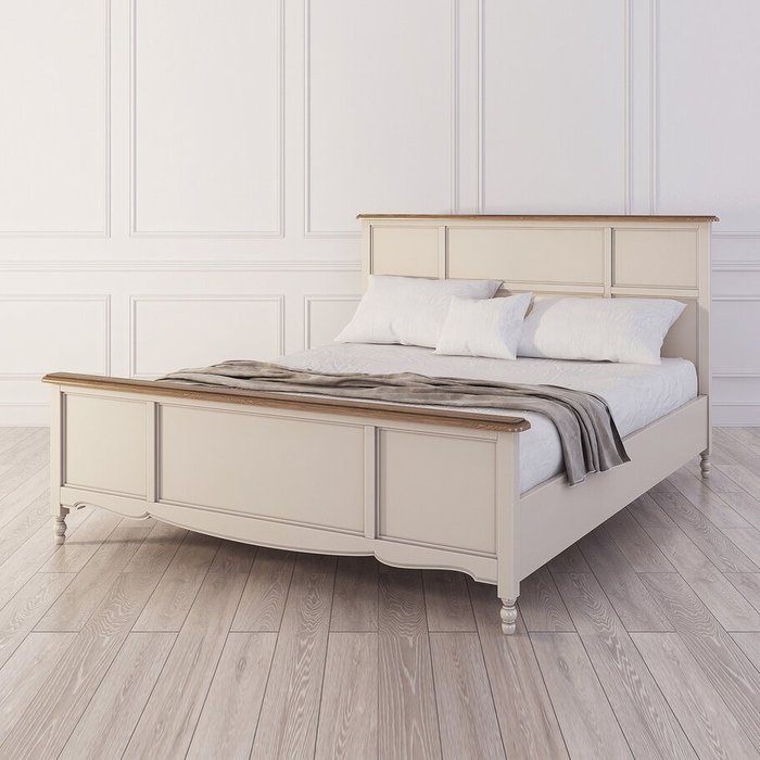 Кровать двуспальная Leblanc c изножьем бежевого цвета 180х200
