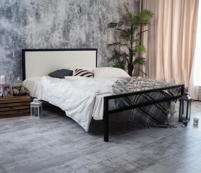 Кровать Лоренцо 120х200 черного цвета с белой вставкой - лучшие Кровати для спальни в INMYROOM
