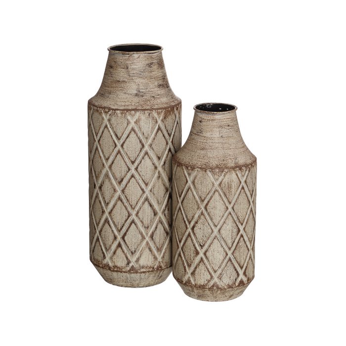 Металлическая ваза серо-бежевого цвета - купить Вазы  по цене 5120.0