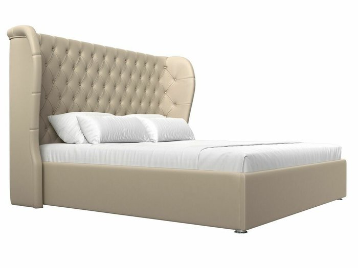 Кровать Далия 200х200 с подъемным механизмом бежевого цвета (экокожа) - лучшие Кровати для спальни в INMYROOM