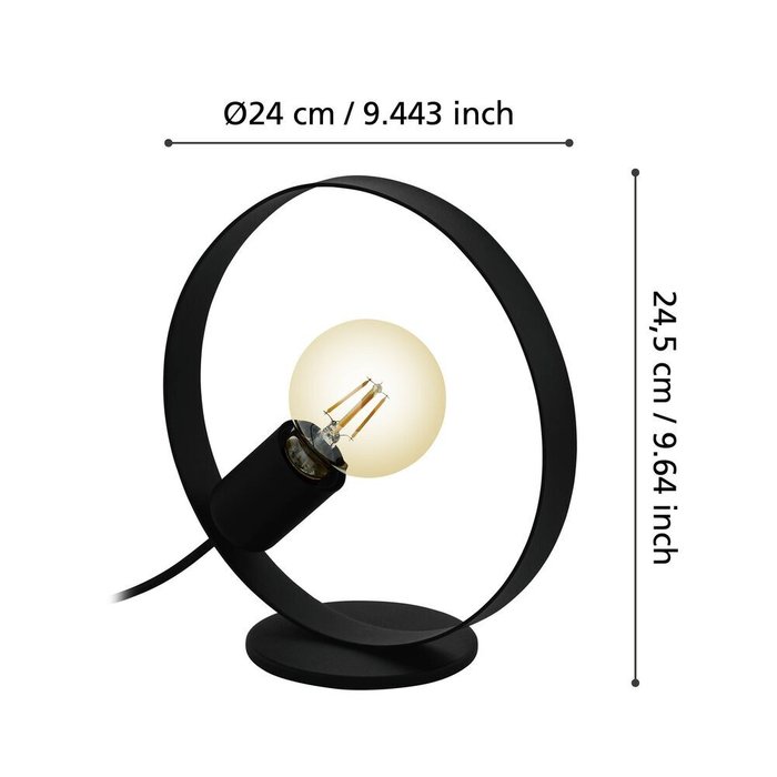 43615 Настольная лампа FRIJOLAS, 1Х40W, E27, L240, B30, H245, основание: 120, сталь, черный - купить Настольные лампы по цене 4290