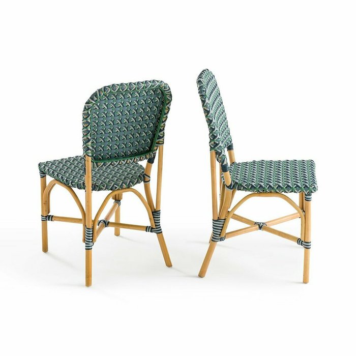 Комплект из двух плетеных стульев из ротанга Musette синего цвета - купить Обеденные стулья по цене 28421.0