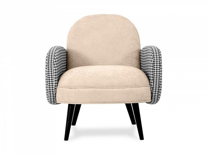 Кресло Bordo бежевого цвета с черными ножками  - купить Интерьерные кресла по цене 38100.0