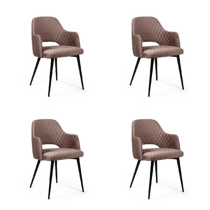 Комплект из четырех стульев William с подлокотниками пепельно-бежевого цвета