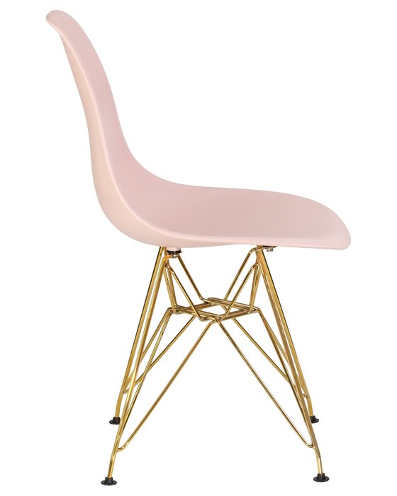 Стул обеденный розового цвета с золотыми металлическими ножками - лучшие Обеденные стулья в INMYROOM