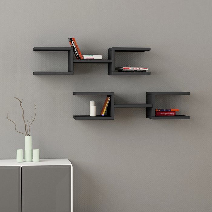 Набор из двух полок Shelf Set темно-серого цвета - купить Полки по цене 4590.0 Набор из двух полок Shelf Set темно-серого цвета - купить Полки по цене 4590.0