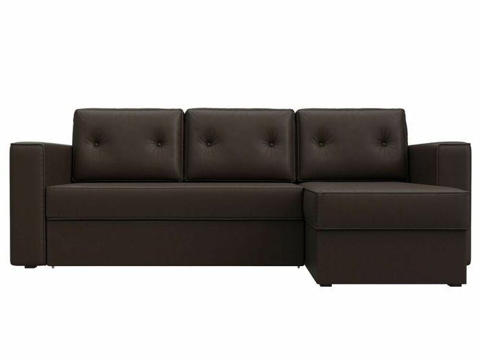 Угловой диван-кровать Принстон темно-коричневого цвета правый угол (экокожа) - купить Угловые диваны по цене 48999.0