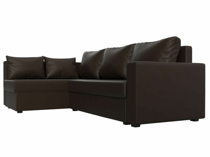 Угловой диван-кровать Мансберг коричневого цвета (экокожа) левый угол - лучшие Угловые диваны в INMYROOM