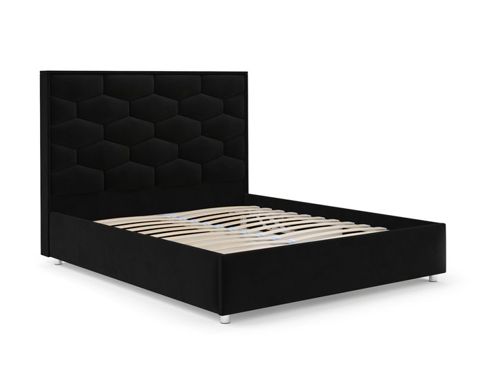 Кровать Рица 140х190 черного цвета с подъемным механизмом (велюр) - лучшие Кровати для спальни в INMYROOM