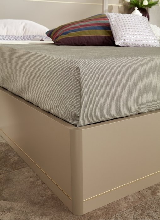 Кровать с мягким изголовьем и подъемным механизмом Palmari бежевого цвета - лучшие Кровати для спальни в INMYROOM