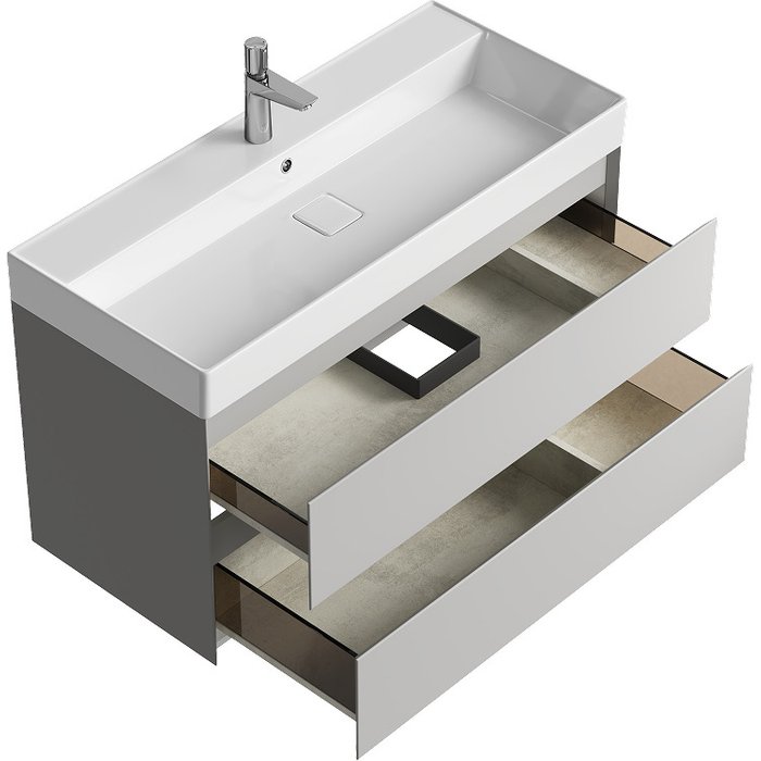 Подвесная тумба с раковиной Geometria 100 светло-серого цвета - купить Тумбы под раковину по цене 52836