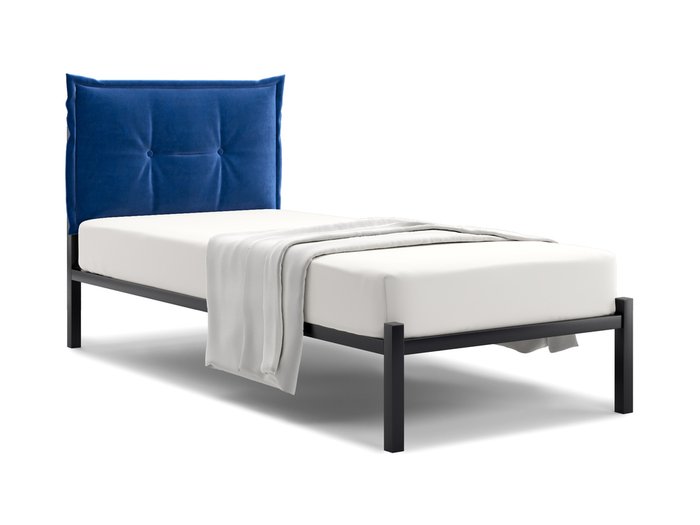 Кровать Лофт Cedrino 90х200 темно-синего цвета без подъемного механизма