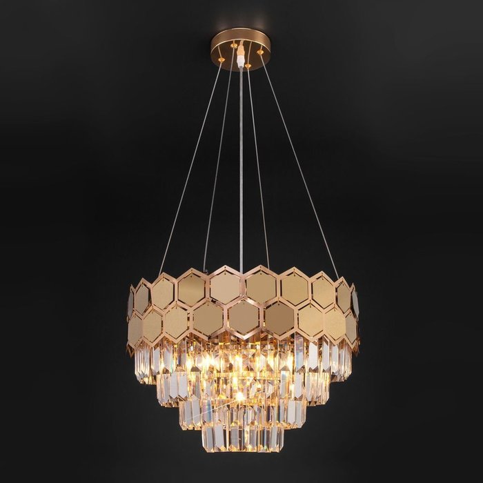 Умный подвесной светильник 10124/5 золото/прозрачный хрусталь Strotskis Smart (10113/5) - купить Подвесные люстры по цене 14900.0