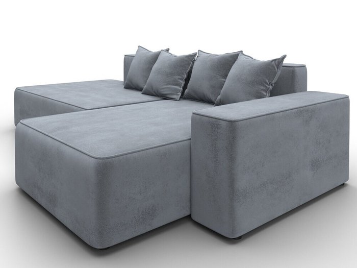 Угловой диван-кровать Лига-079 серого цвета правый - лучшие Угловые диваны в INMYROOM