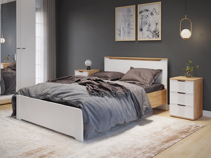Кровать с основанием Эмилия 140х200 белого цвета - лучшие Кровати для спальни в INMYROOM