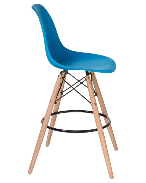Стул барный голубого цвета на деревянных ножках - лучшие Барные стулья в INMYROOM