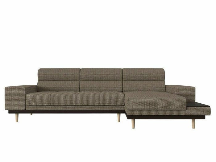 Угловой диван-кровать Леонардо бежево-коричневого цвета правый угол - купить Угловые диваны по цене 46999.0