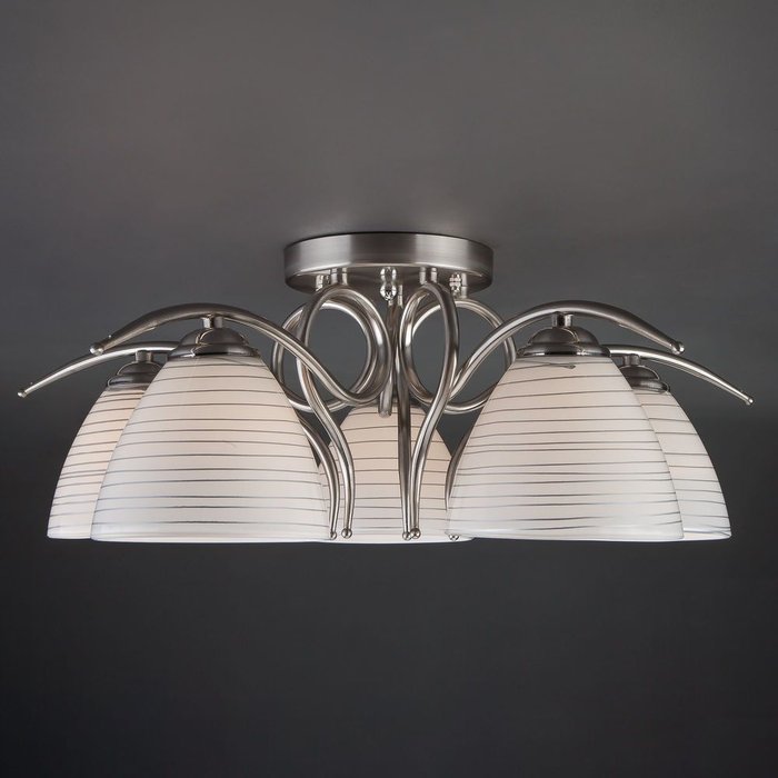 Потолочный светильник со стеклянными плафонами 30121/5 сатин-никель Megan - лучшие Потолочные люстры в INMYROOM