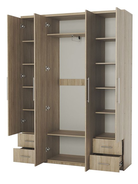 Шкаф четырехдверный Мелодия МКЯ2-43 120х45 Дуб Сонома - купить Шкафы распашные по цене 38990 Шкаф четырехдверный Мелодия МКЯ2-43 120х45 Дуб Сонома - купить Шкафы распашные по цене 38990