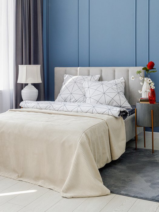 Покрывало Duo Cilium Bone 230x240 молочного цвета - лучшие Покрывала в INMYROOM