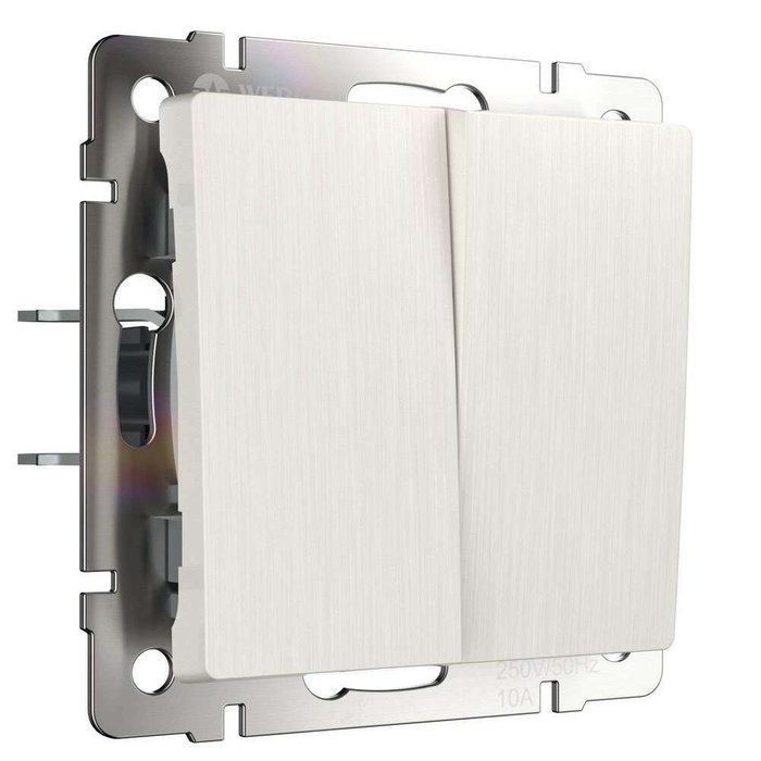 Выключатель двухклавишный перламутровый рифленый WL13-SW-2G 4690389124419 Выключатель двухклавишный перламутровый рифленый WL13-SW-2G 4690389124419