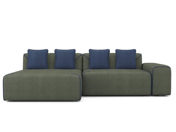 Угловой раскладной диван Portu левый серо-зеленого цвета