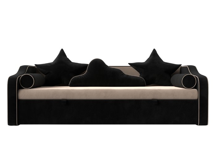 Прямой диван-кровать Рико черно-бежевого цвета - купить Прямые диваны по цене 38999.0