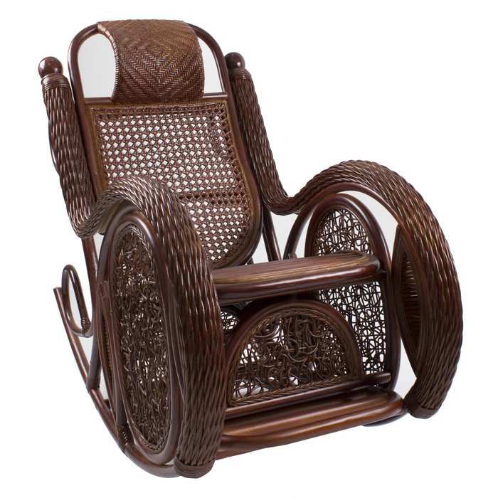Кресло-качалка из ротанга Alexa с подушкой  коньяк - купить Садовые кресла по цене 31970.0