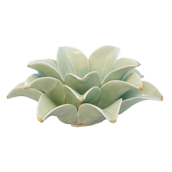 Керамический подсвечник Flower Lotus pale green medium