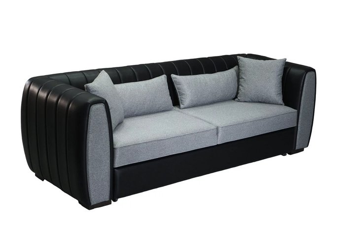 Прямой диван-кровать Стенли черно-серого цвета - купить Прямые диваны по цене 90300.0