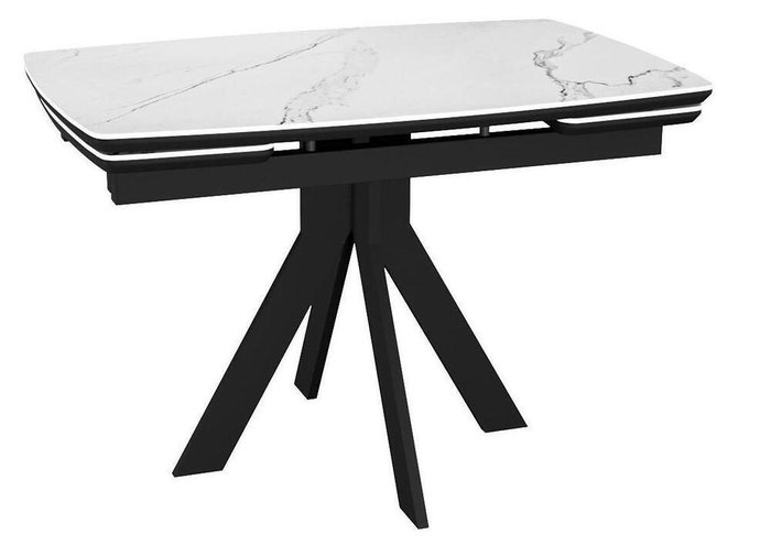 Раздвижной обеденный стол DikLine DKU120 бело-черного цвета Раздвижной обеденный стол DikLine DKU120 бело-черного цвета
