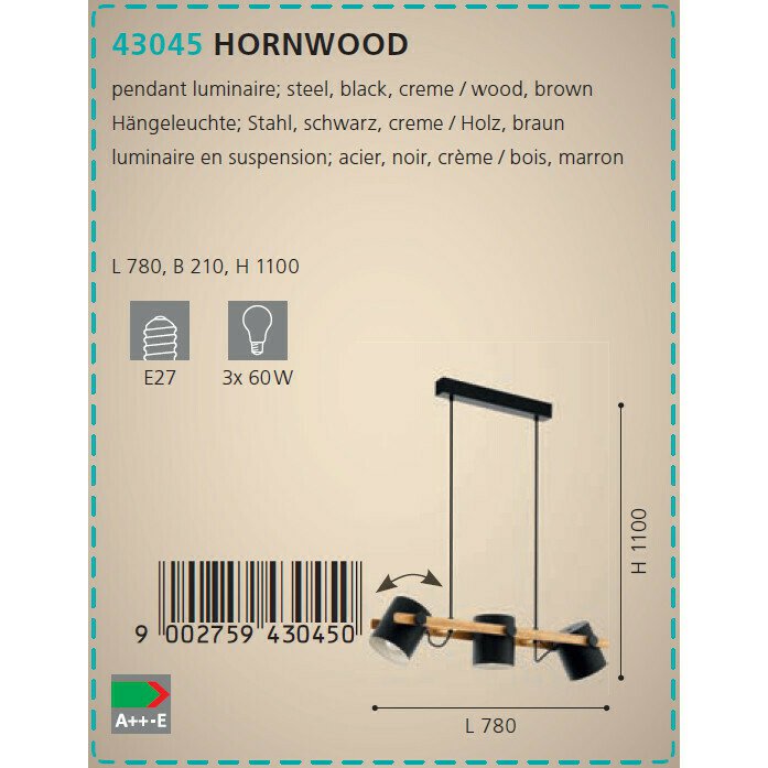 Люстра Eglo Hornwood 43045 - лучшие Подвесные люстры в INMYROOM